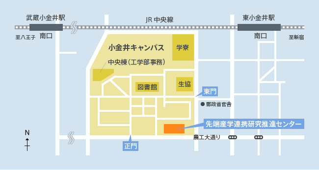 東京農工大学 先端産学連携研究推進センタへのアクセス地図